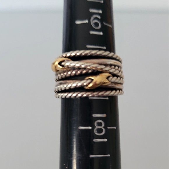 David Yurman Two-Tone Double X Crossover Ring, Price is firm. - Picture 3 of 10